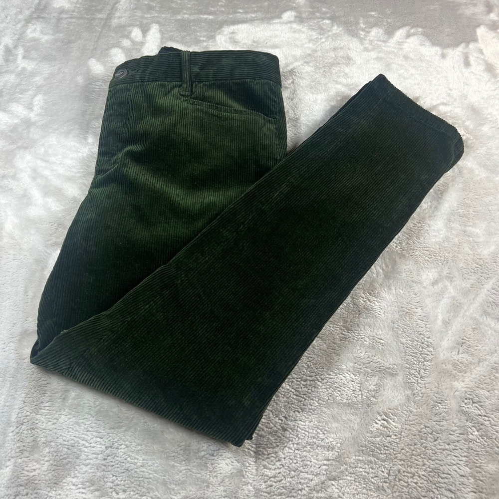 Ralph Lauren Rugby Women's 8 Corduroy Pants Green Ankle Zip Slim Fit Trousers
